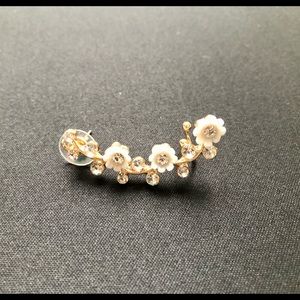 Goldtone Flower Ear Climber Earring